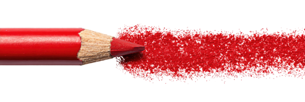 Red lip pencil leaving a vibrant red mark