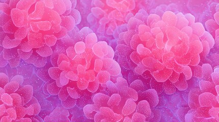 Fototapeta premium Vibrant close-up of luminous pink petals with delicate water droplets creating a soft, dreamlike floral texture perfect for beauty and wellness themes