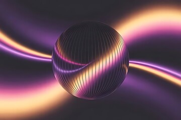 Glowing purple and orange sphere with neon light trails