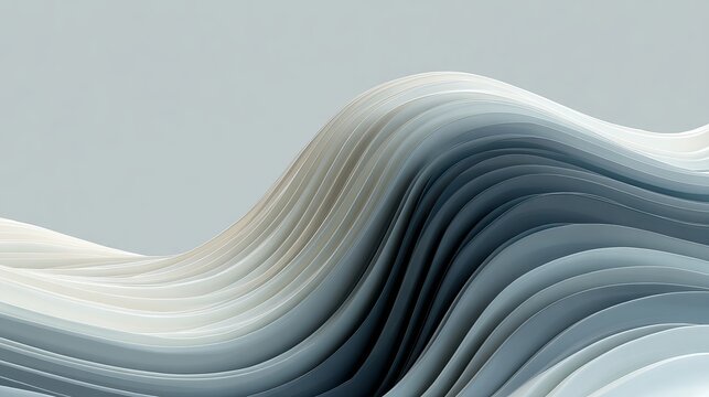 Serene abstract waves of layered paper in calming cool tones create a soothing, modern backdrop for design projects.