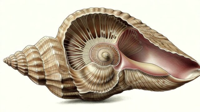 Detailed illustration of a shell showcasing intricate patterns