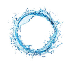Circular water splash, vibrant blue,  smooth,  flowing