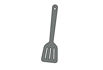 Simple spatula kitchen utensil illustration for cooking, food preparation, recipe content, household kitchenware, culinary education, and restaurant promotional materials isolated on white background