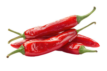 Close-up of several red chili peppers
