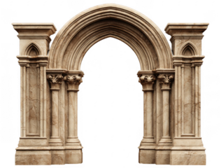 Ornate classical stone archway with detailed columns and intricate architectural design elements