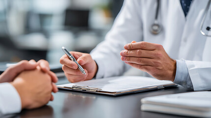 Doctor consulting with patient discussing medical results and treatment plan