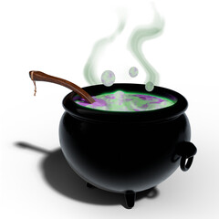 Cauldron With Poison, Halloween season. transparency on background.