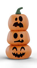 Funny A Stack of  jack-o'-lantern, isolate on transparency background 