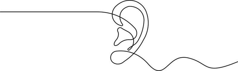 Ear continuous one line drawing in minimalist style isolated outline simple abstract illustration design