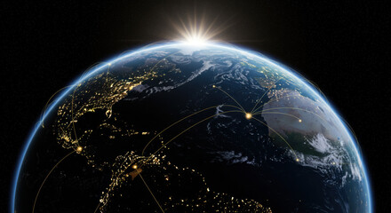 Fototapeta premium Global Connectivity: Earth with Network Connections