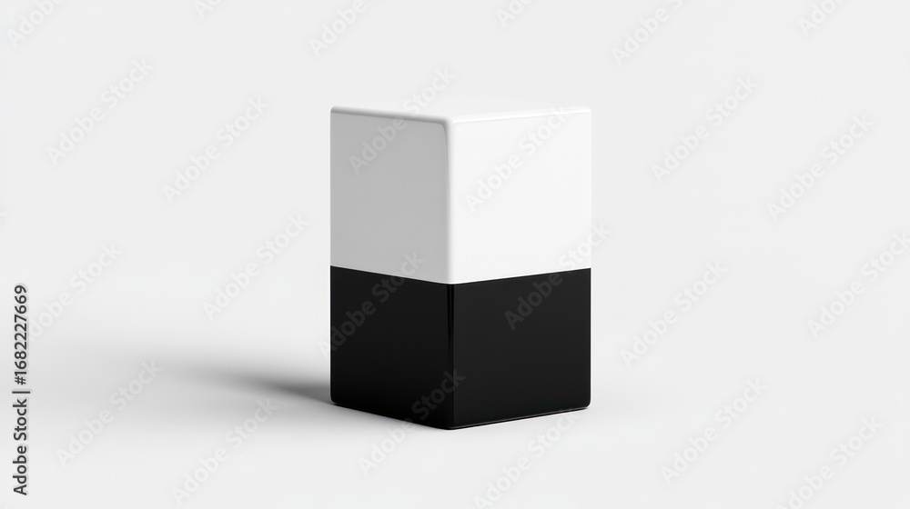 Aufkleber minimalist black and white cube object on neutral background for modern design concepts