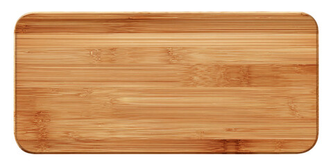 Fototapeta premium Empty Rectangular Light Brown Bamboo Cutting Board on Transparent Background, PNG