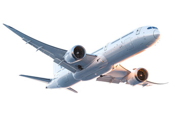 Obraz premium Modern jet airliner in flight, angled view