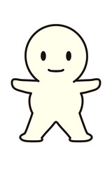 A simple full-body portrait of a figure with arms spread wide.