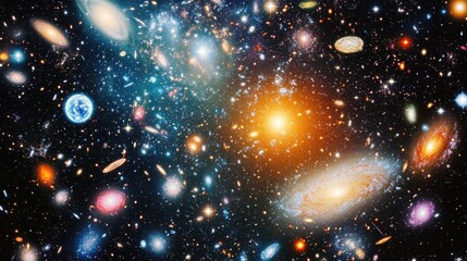 Fototapeta premium Vast expanse of the universe showcasing galaxies stars and cosmic dust in a breathtaking celestial display