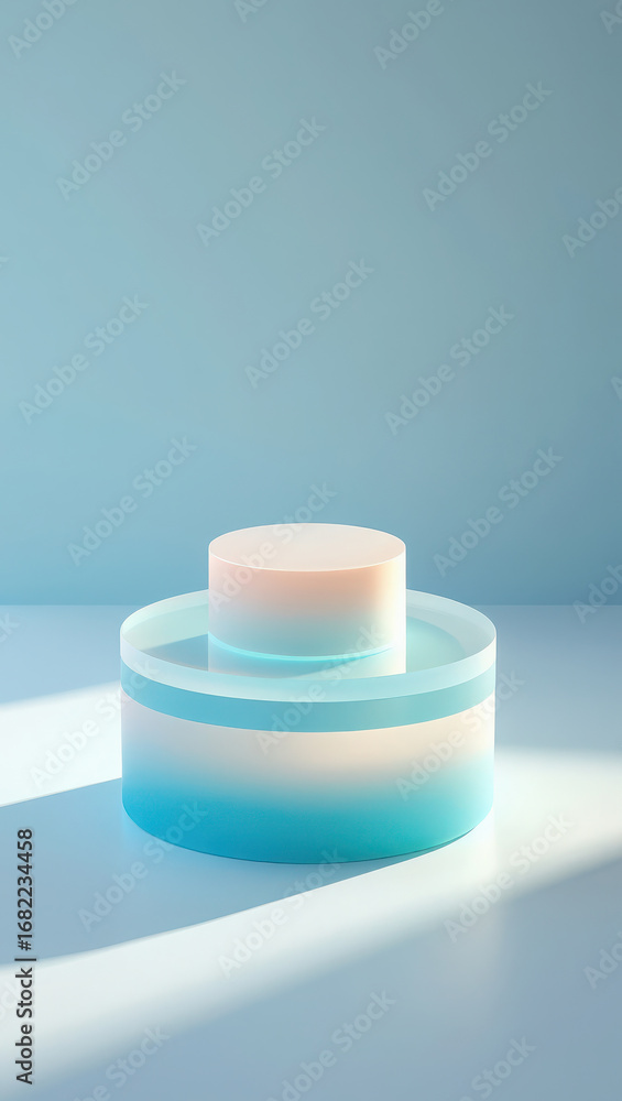 Poster clean minimalist product display platform with soft gradient lighting and subtle shadows