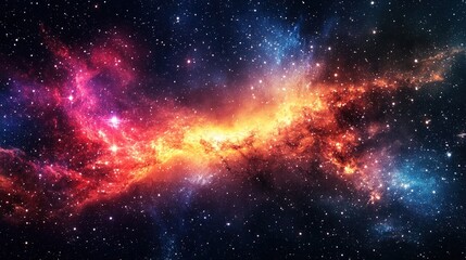 Fototapeta premium Vibrant cosmic nebula with stars shining in deep space creating a celestial background
