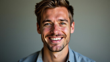 Obraz premium A portrait of a man with a kind and compassionate expression, highlighting positive aspects of masculinity.