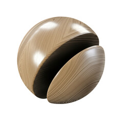 Wooden sphere with a hole in the middle. 3d isolated illustration on transparent background
