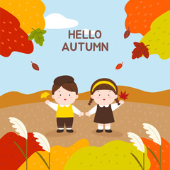 Autumn Children fall season illustration