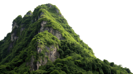 Lush green mountain peak isolated on black background for nature inspired design and creativity