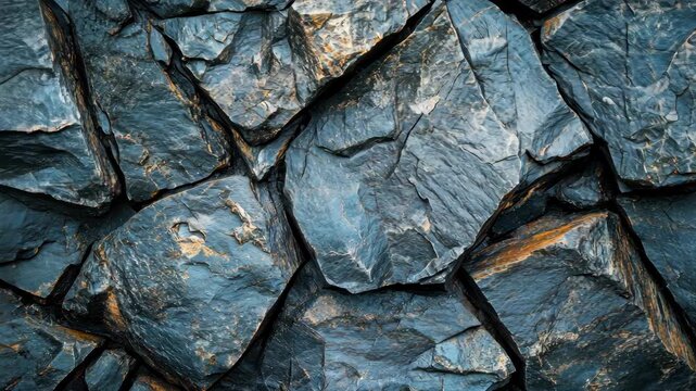 Intricate Natural Dark Blue and Orange Fractured Rock Texture.