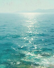 Fototapeta premium Azure Ocean Waves With Sparkling Sunlight