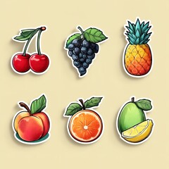 Watercolor illustration of various fruits and berries, including apples, oranges, limes, pears, and grapes, isolated on a white background.