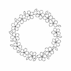 Obraz premium Elegant Cherry Blossom Wreath Circular Floral Frame for Design Projects