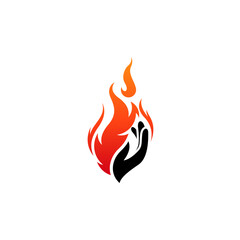 logo of smoldering embers and a hand, burning hand icon