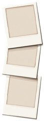 Three stacked white picture frames