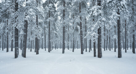 Fototapeta premium Snowy forest winter landscape