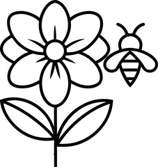 flowers with bee vector icon