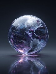 Fototapeta premium 3D Globe Illustration Reflecting Digital Technology and Global Connectivity in a Futuristic Design
