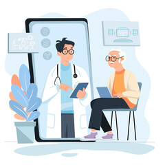 Senior Patient Receiving Health Advice from Online Doctor