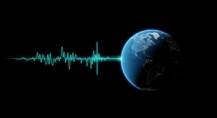A representation of data visualization of a planet. 
