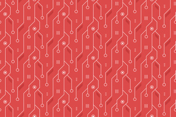 Red Circuit Board Seamless Pattern