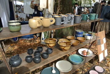 vintage cups in flea market