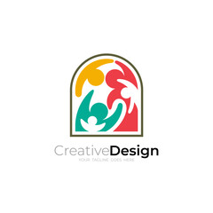 Obraz premium Charity logo, People care logo with unity design, charity