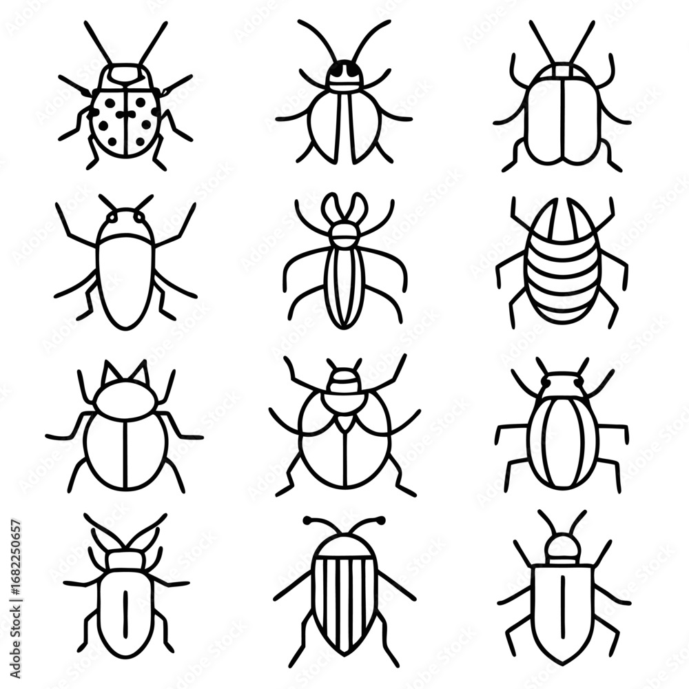 Aufkleber collection of various insect icons in format for your project needs