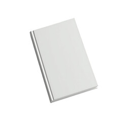 A blank, light gray book cover lies angled on a black background, showcasing a clean and modern design.