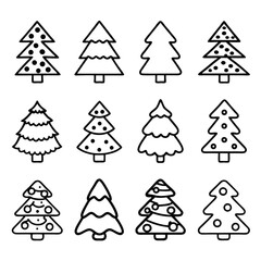 Obraz premium Collection of christmas trees with different designs for christmas and new year