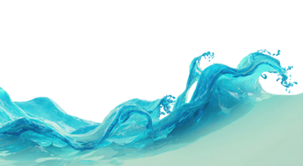 Aqua waves cresting, teal color, abstract