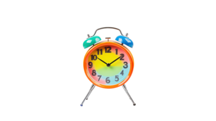 Colorful Alarm Clock isolated on a Transparent or white Background