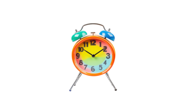Colorful Alarm Clock isolated on a Transparent or white Background - Powered by Adobe