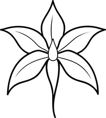 Elegant Symmetrical Line Flower Illustration with Pointed Petals and Curved Stem