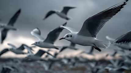 seagulls in flight
