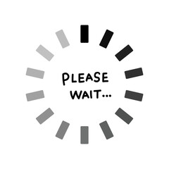 シンプルな手書き文字のPlease Waitアイコン © れふと