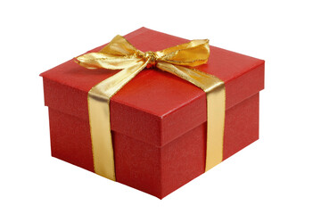 Obraz premium Red gift box with gold ribbon (1)