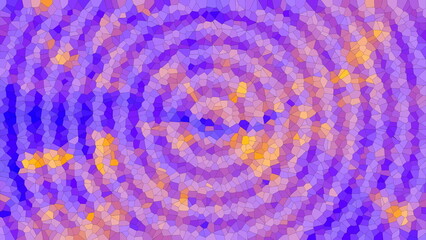 Vibrant Abstract Mosaic Background with Circular Purple and Yellow Pattern